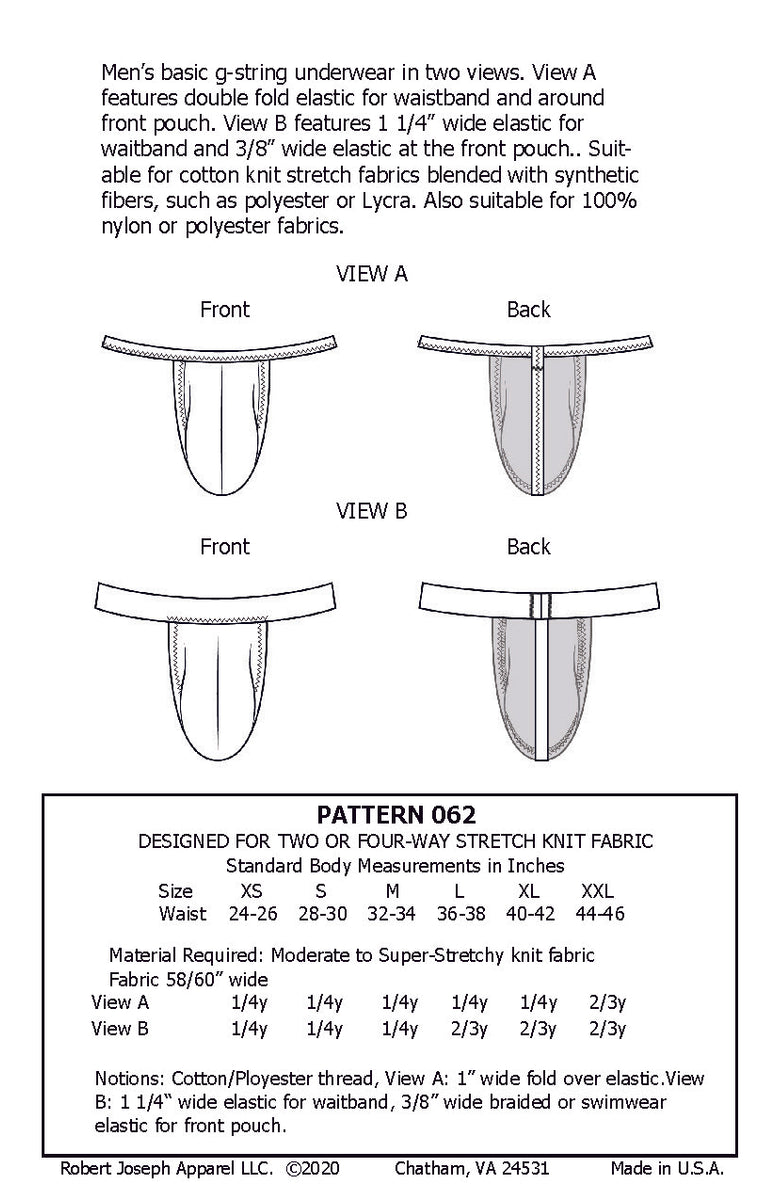 Mens Strapless Sack Pouch G-string Jockstrap Underwear Sewing Pattern PDF -   Canada